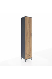 Hyperion Dolap 4 Raflı Tek Çekmeceli Tek Askılı 44x44x243 Antrasit-Çam