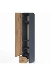 Hyperion Dolap 4 Raflı Tek Çekmeceli Tek Askılı 44x44x243 Antrasit-Çam