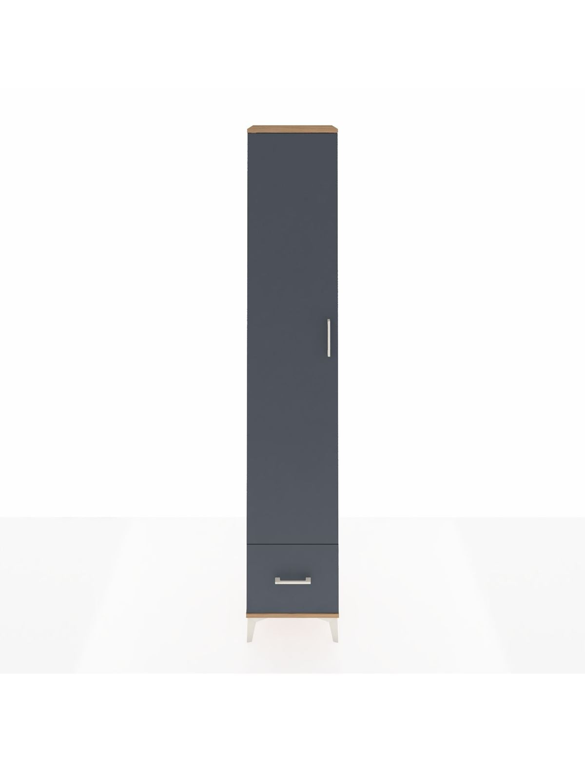 Hyperion Dolap 4 Raflı Tek Çekmeceli Tek Askılı 44x44x243 Çam-Antrasit