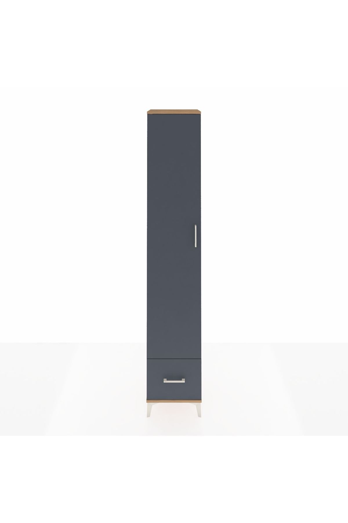 Hyperion Dolap 4 Raflı Tek Çekmeceli Tek Askılı 44x44x243 Çam-Antrasit