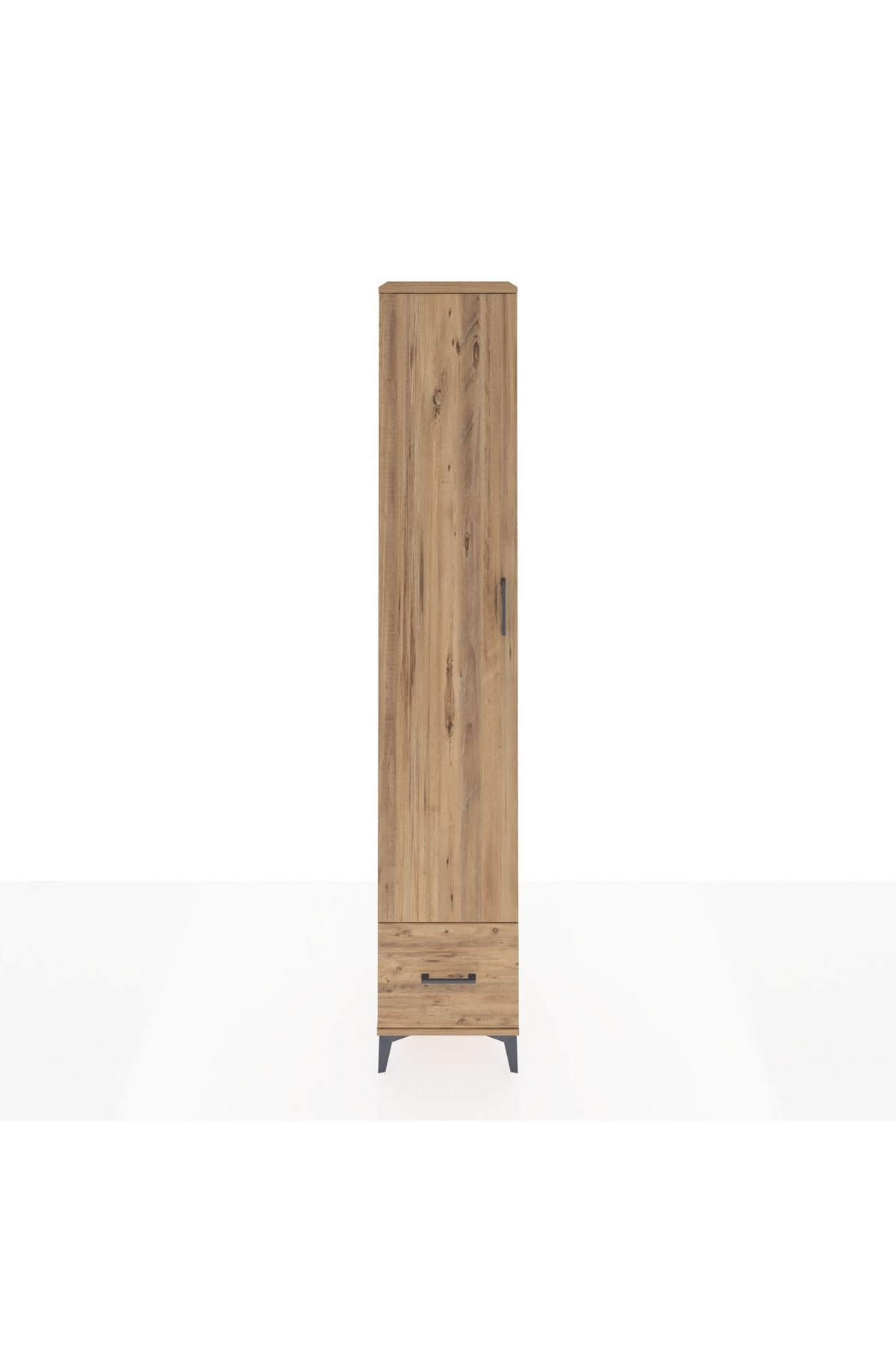 Hyperion Dolap 4 Raflı Tek Çekmeceli Tek Askılı 44x44x243 Çam-Çam