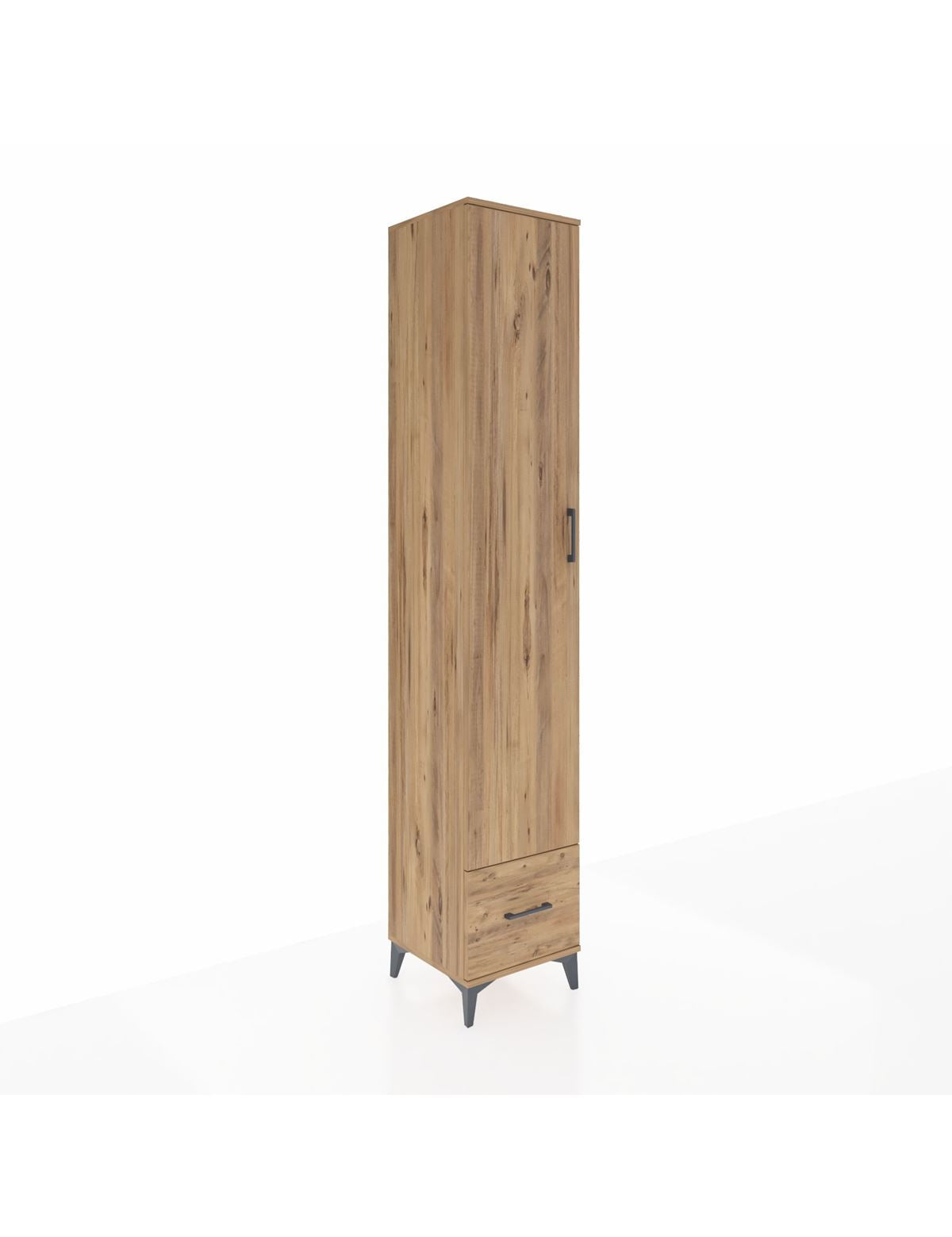 Hyperion Dolap 4 Raflı Tek Çekmeceli Tek Askılı 44x44x243 Çam-Çam