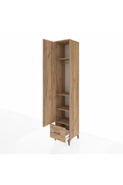 Hyperion Dolap 4 Raflı Tek Çekmeceli Tek Askılı 44x44x243 Çam-Çam