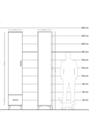 Hyperion Dolap 4 Raflı Tek Çekmeceli Tek Askılı 44x44x243 Çam-Çam