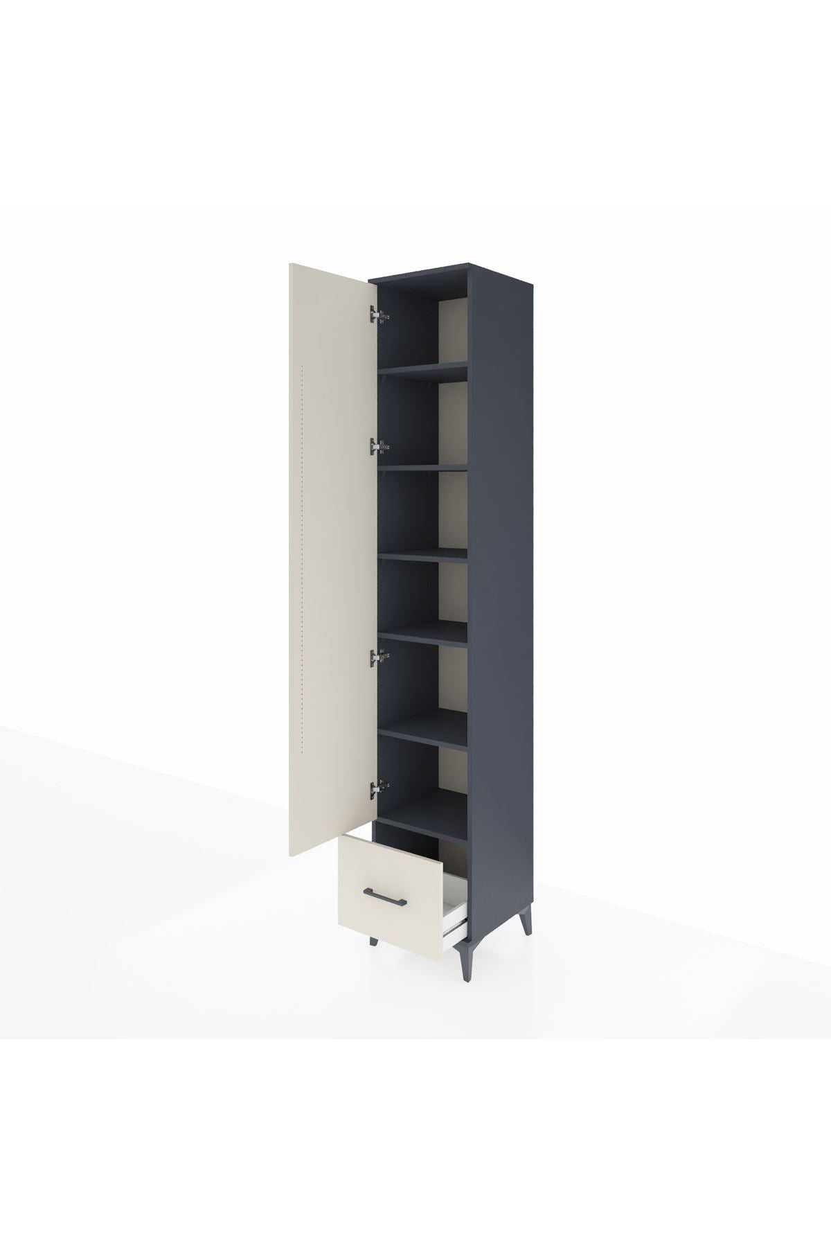 Hyperion Dolap 6 Raflı Tek Çekmeceli Tek Kapaklı 44x44x243 Antrasit-Aytaşı