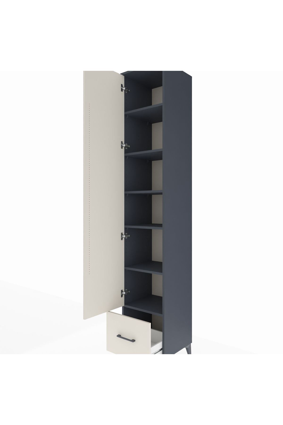 Hyperion Dolap 6 Raflı Tek Çekmeceli Tek Kapaklı 44x44x243 Antrasit-Aytaşı