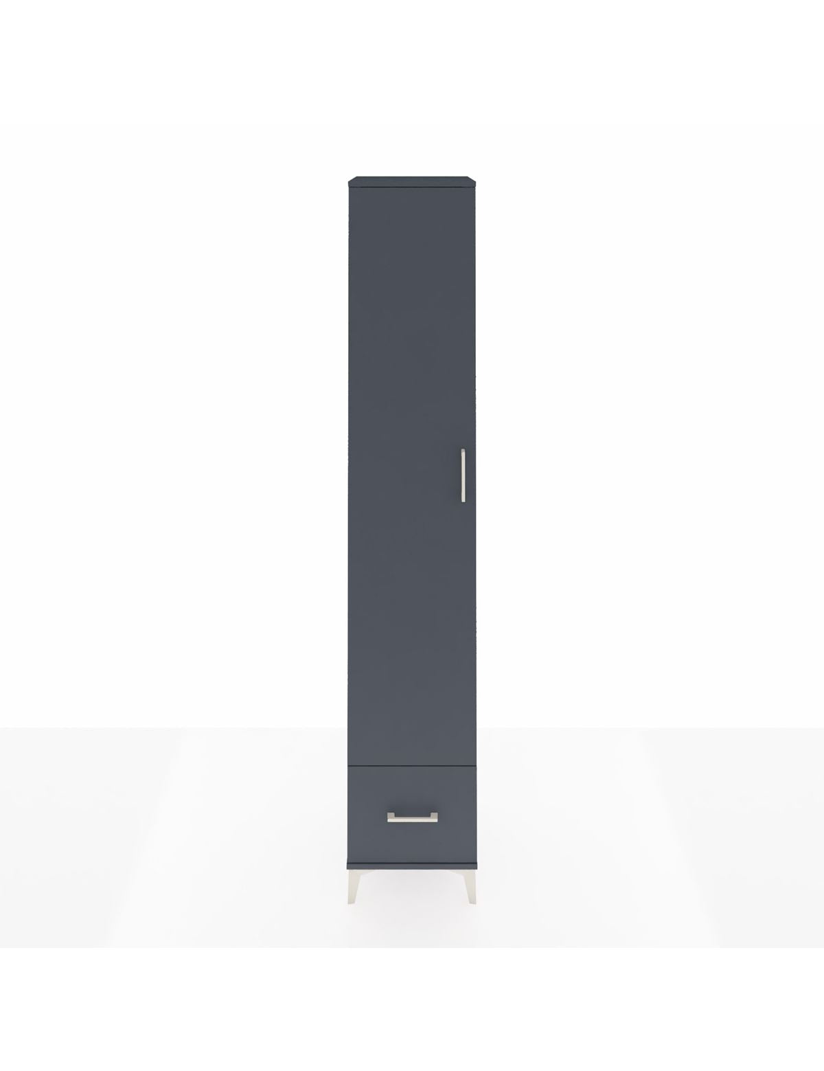 Hyperion Dolap 6 Raflı Tek Çekmeceli Tek Kapaklı 44x44x243 Antrasit-Antrasit