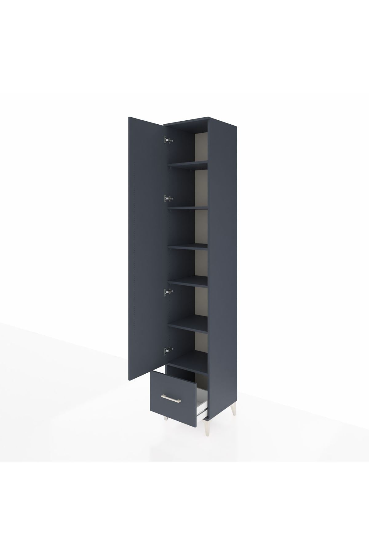 Hyperion Dolap 6 Raflı Tek Çekmeceli Tek Kapaklı 44x44x243 Antrasit-Antrasit