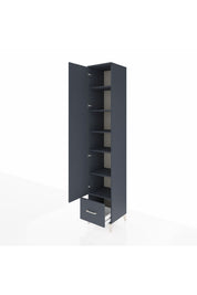 Hyperion Dolap 6 Raflı Tek Çekmeceli Tek Kapaklı 44x44x243 Antrasit-Antrasit