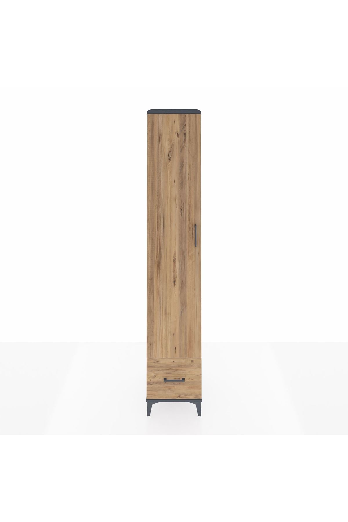 Hyperion Dolap 6 Raflı Tek Çekmeceli Tek Kapaklı 44x44x243 Antrasit-Çam