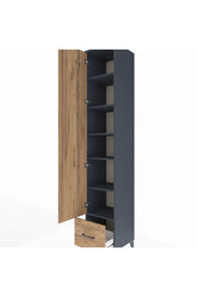 Hyperion Dolap 6 Raflı Tek Çekmeceli Tek Kapaklı 44x44x243 Antrasit-Çam