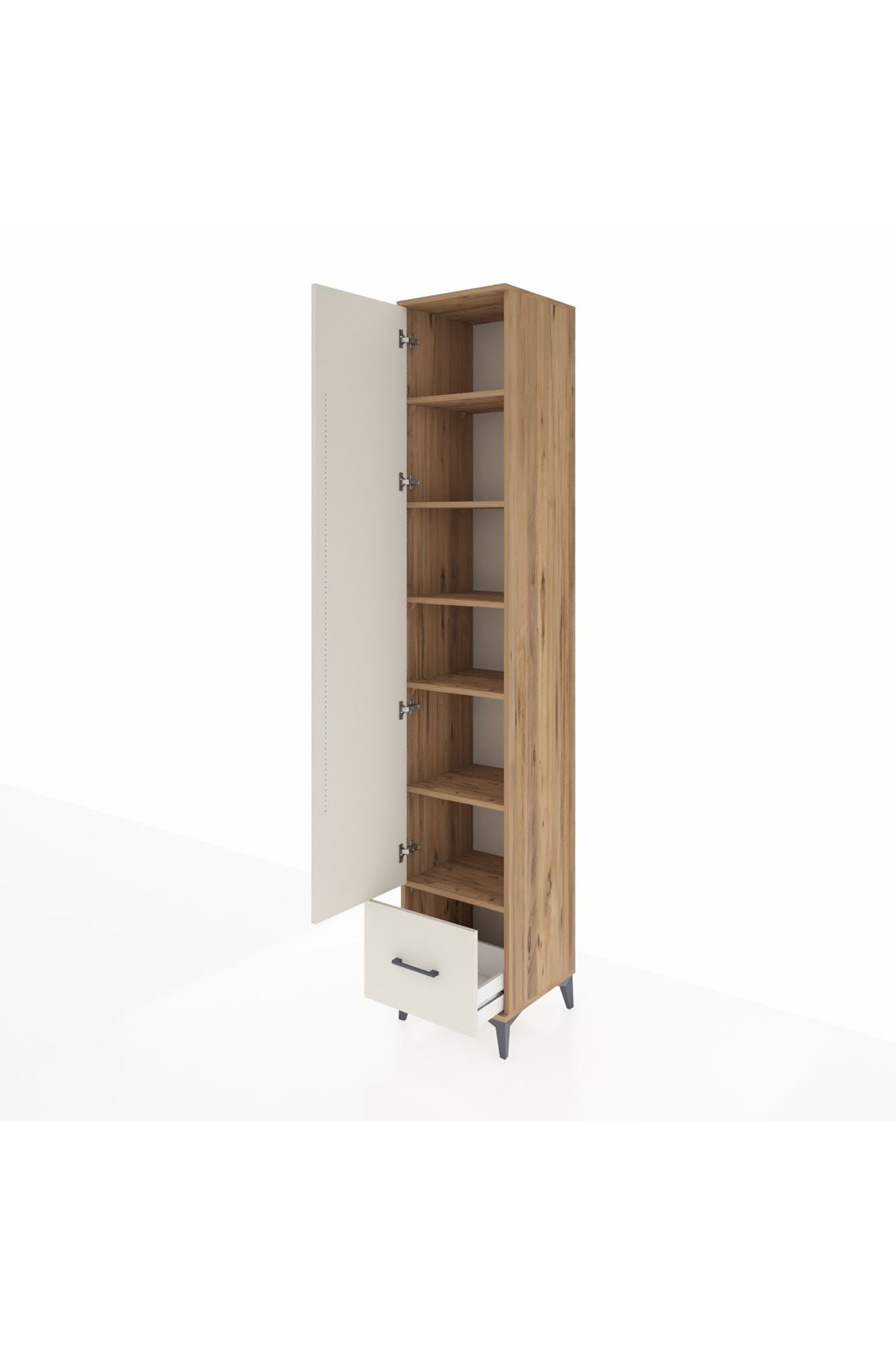 Hyperion Dolap 6 Raflı Tek Çekmeceli Tek Kapaklı 44x44x243 Çam-Aytaşı