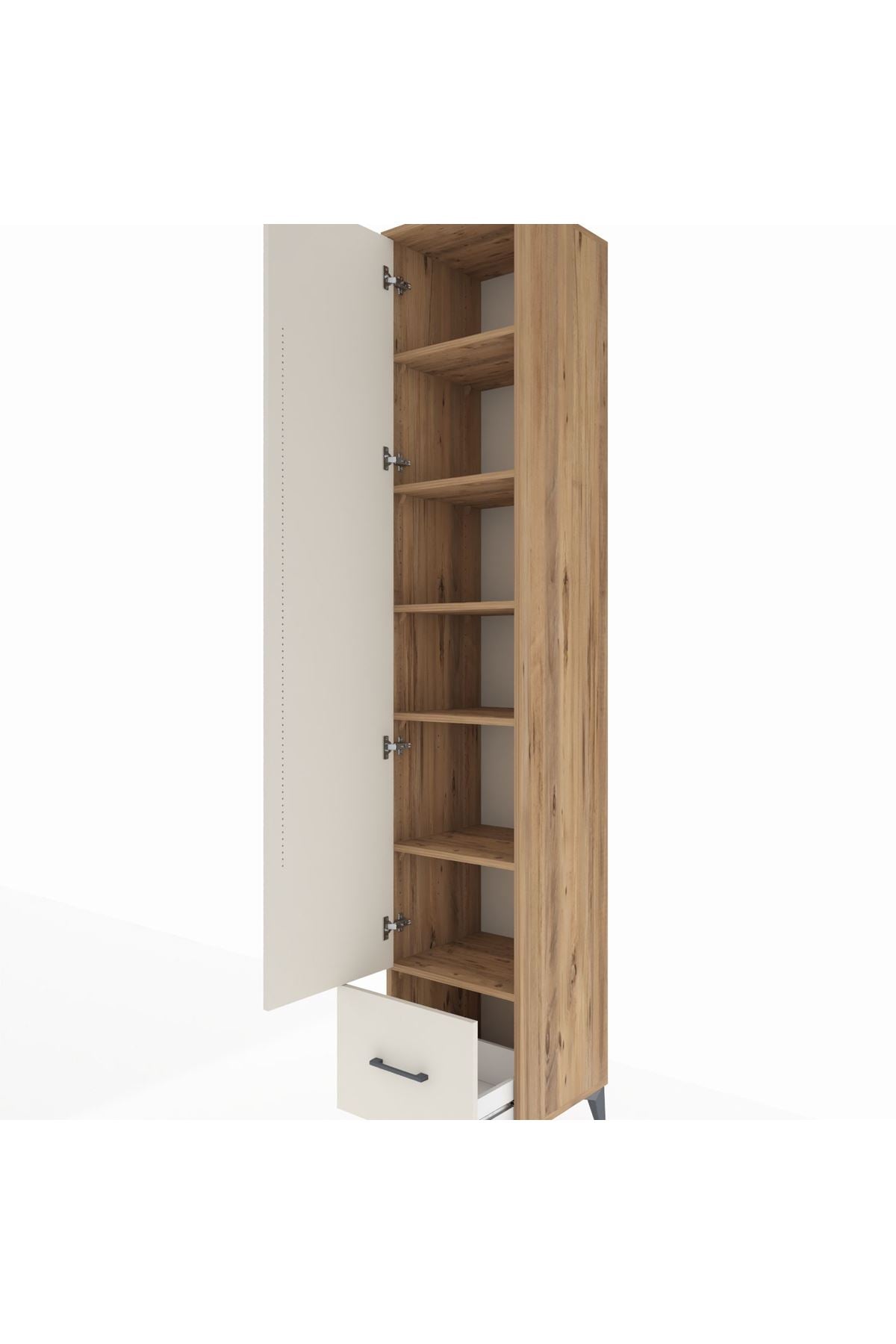 Hyperion Dolap 6 Raflı Tek Çekmeceli Tek Kapaklı 44x44x243 Çam-Aytaşı