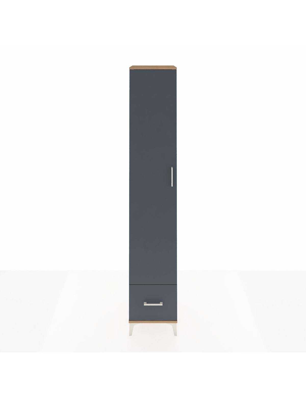 Hyperion Dolap 6 Raflı Tek Çekmeceli Tek Kapaklı 44x44x243 Çam-Antrasit