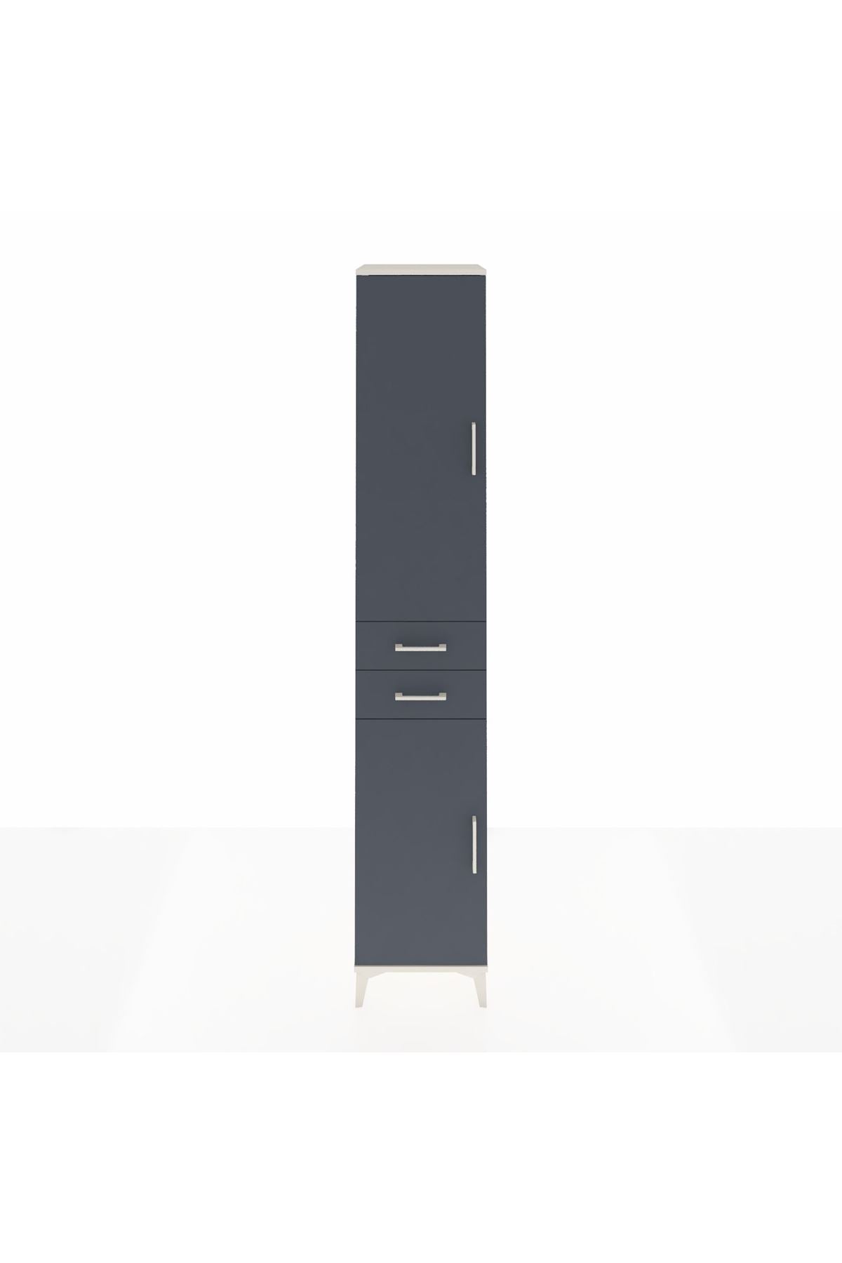 Hyperion Dolap 4 Raflı 2 Çekmeceli Tek Askılı 44x44x243 Aytaşı-Antrasit