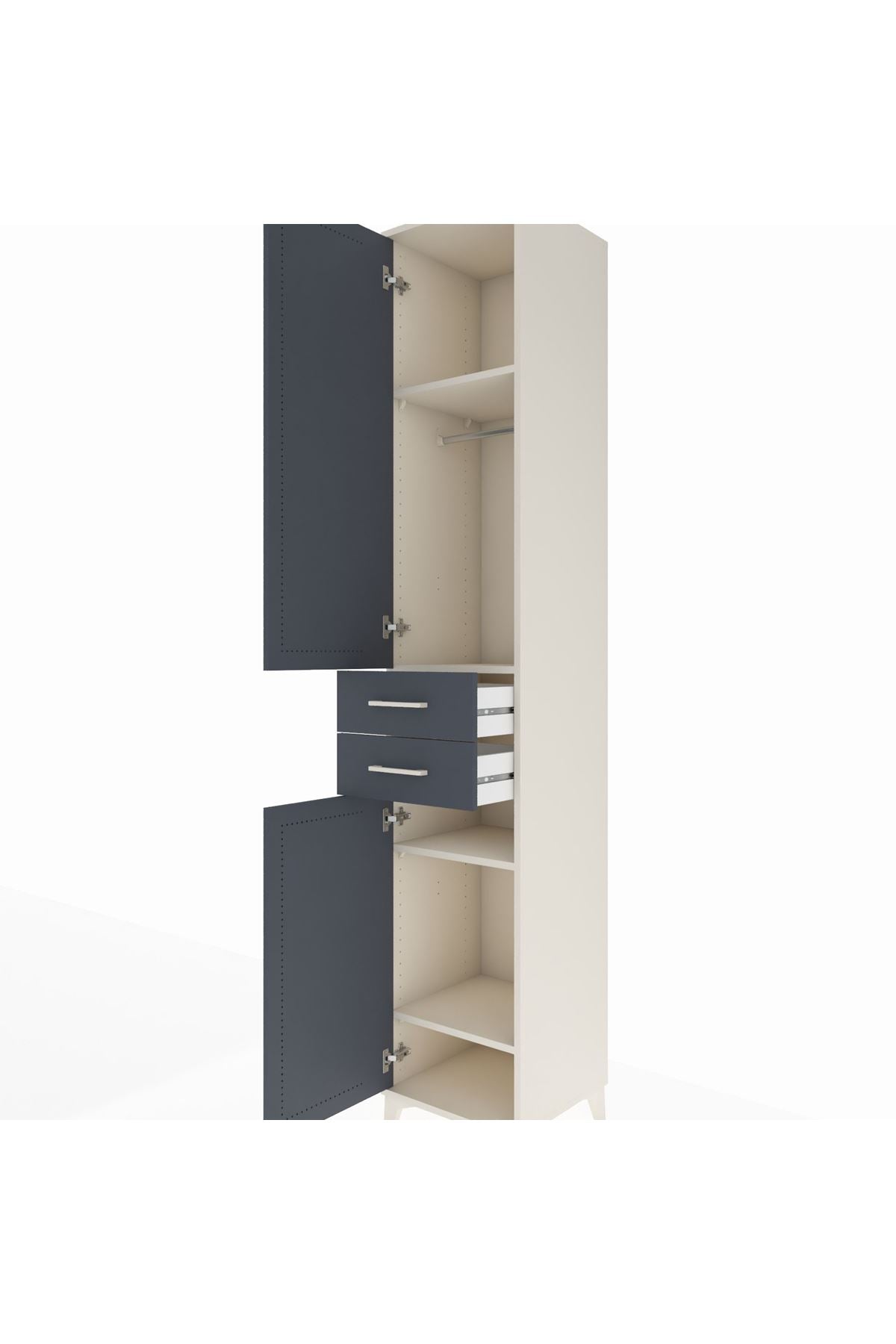 Hyperion Dolap 4 Raflı 2 Çekmeceli Tek Askılı 44x44x243 Aytaşı-Antrasit