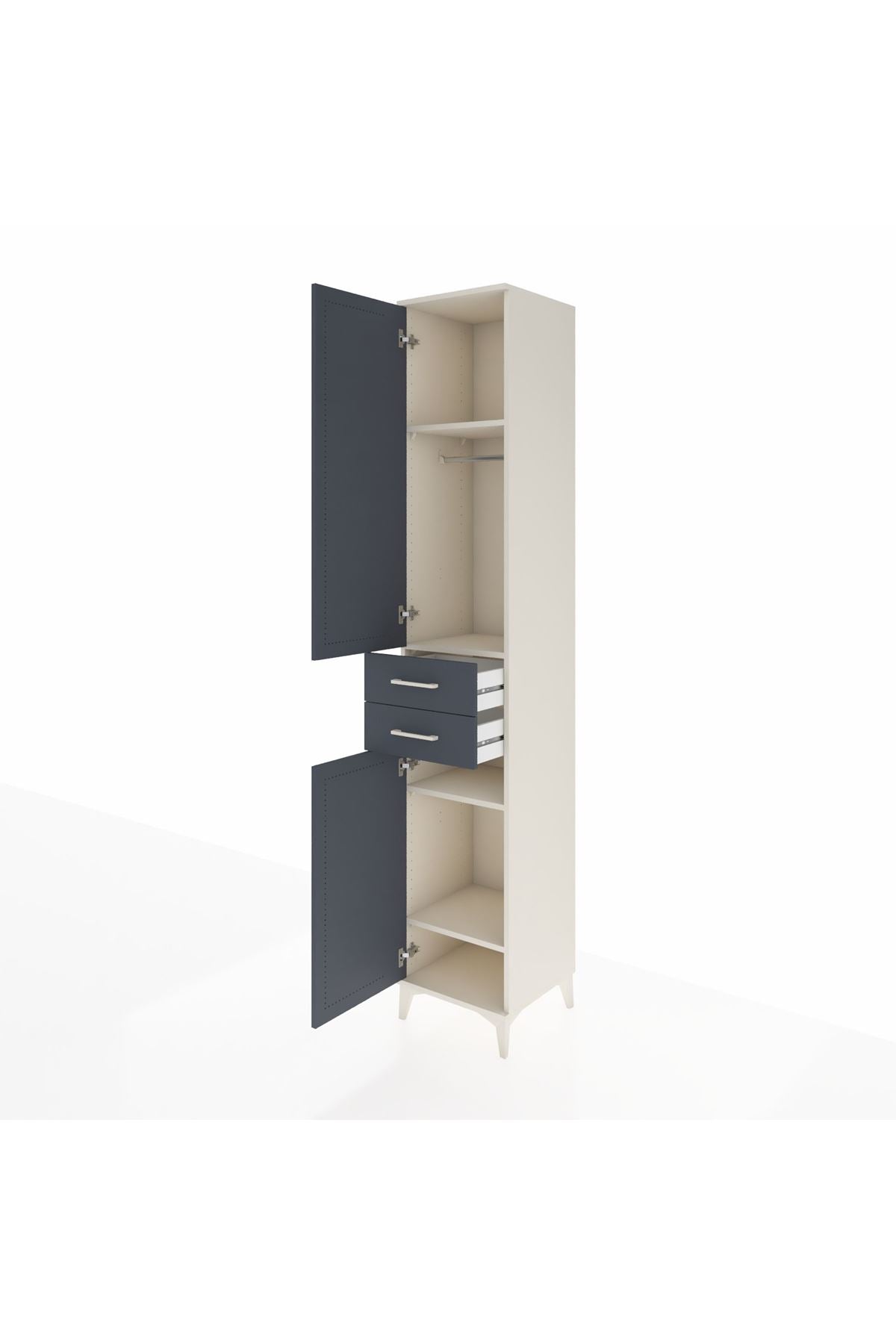 Hyperion Dolap 4 Raflı 2 Çekmeceli Tek Askılı 44x44x243 Aytaşı-Antrasit