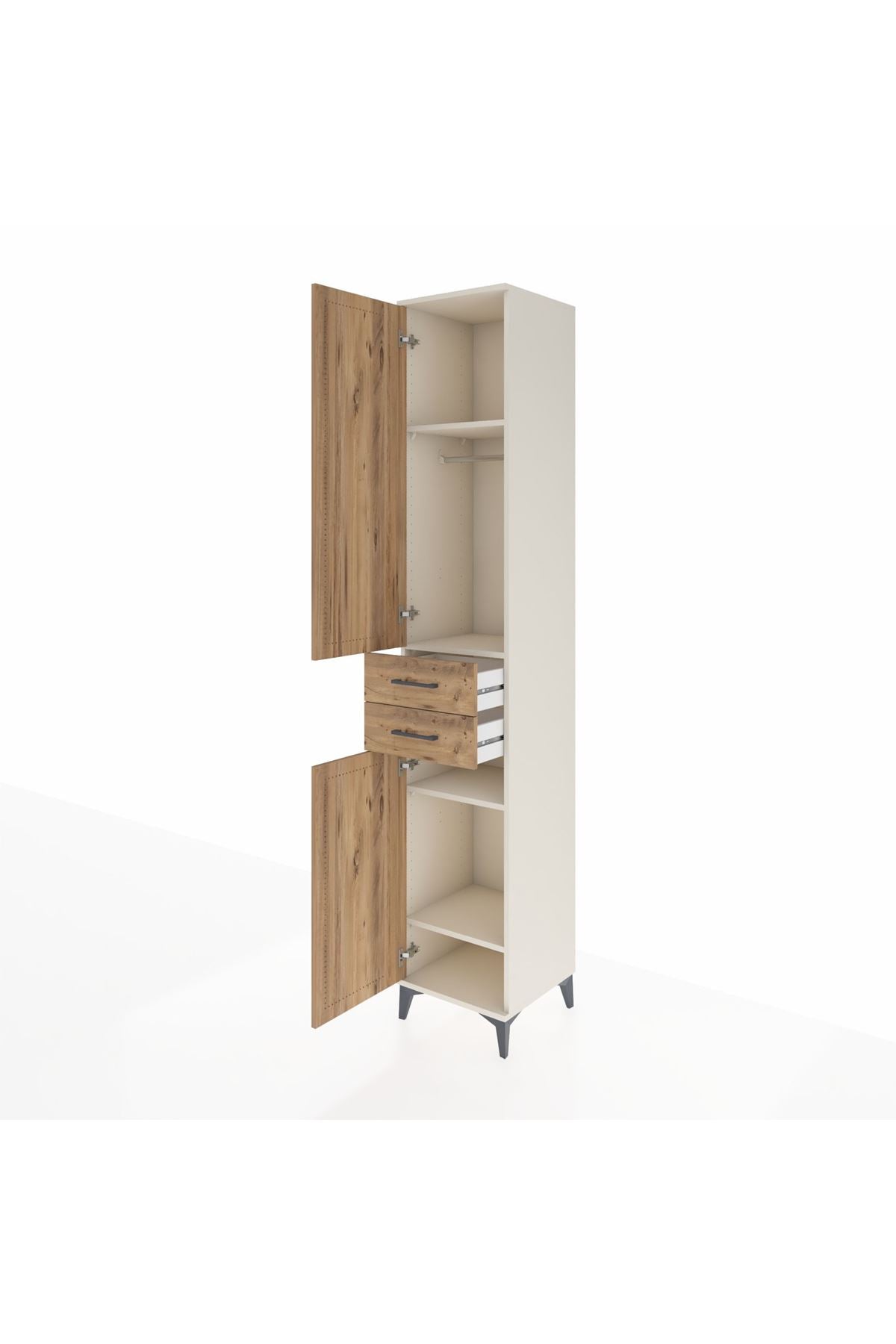 Hyperion Dolap 4 Raflı 2 Çekmeceli Tek Askılı 44x44x243 Aytaşı-Çam