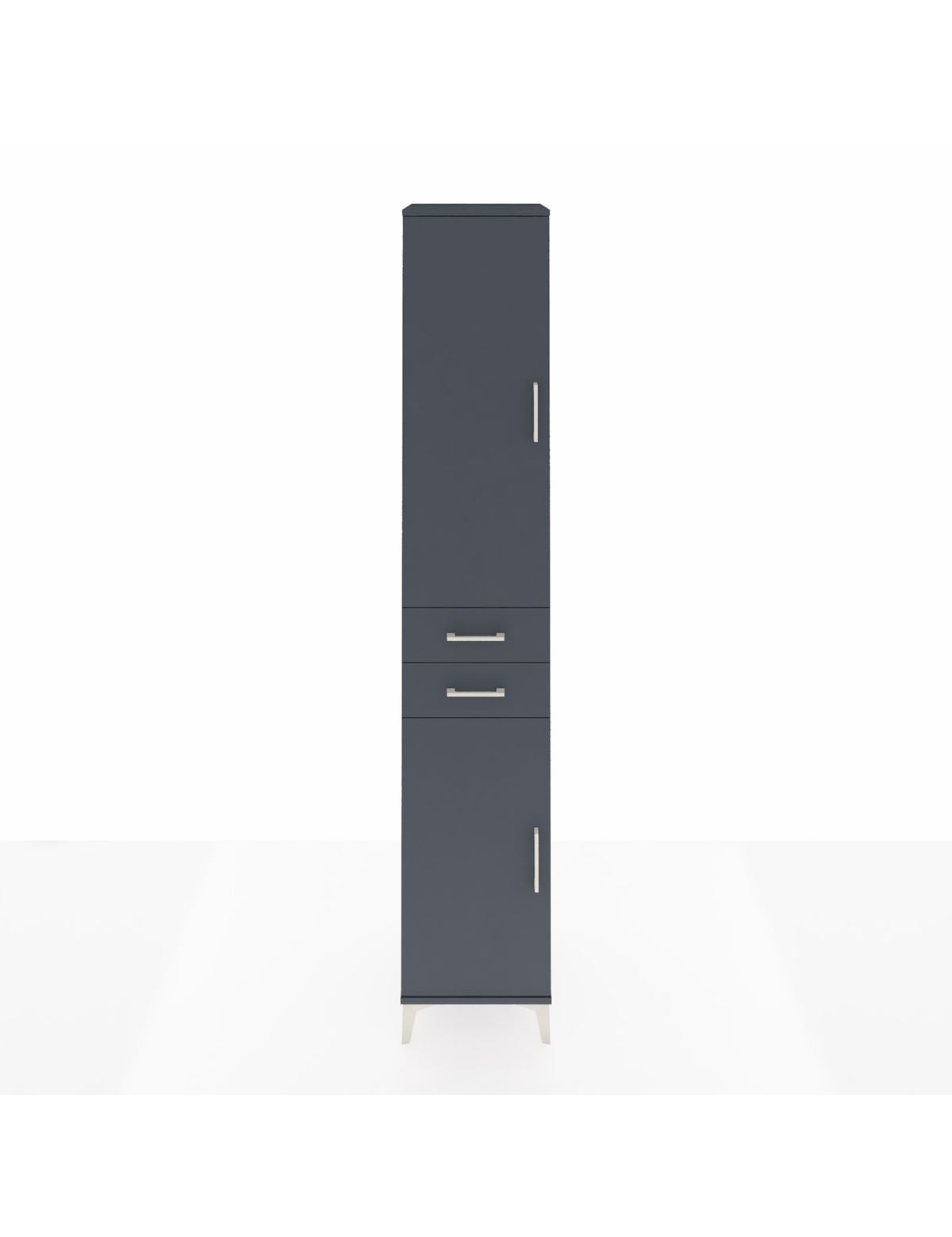 Hyperion Dolap 4 Raflı 2 Çekmeceli Tek Askılı 44x44x243 Antrasit-Antrasit