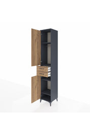 Hyperion Dolap 4 Raflı 2 Çekmeceli Tek Askılı 44x44x243 Antrasit-Çam