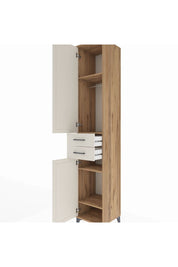 Hyperion Dolap 4 Raflı 2 Çekmeceli Tek Askılı 44x44x243 Çam-Aytaşı