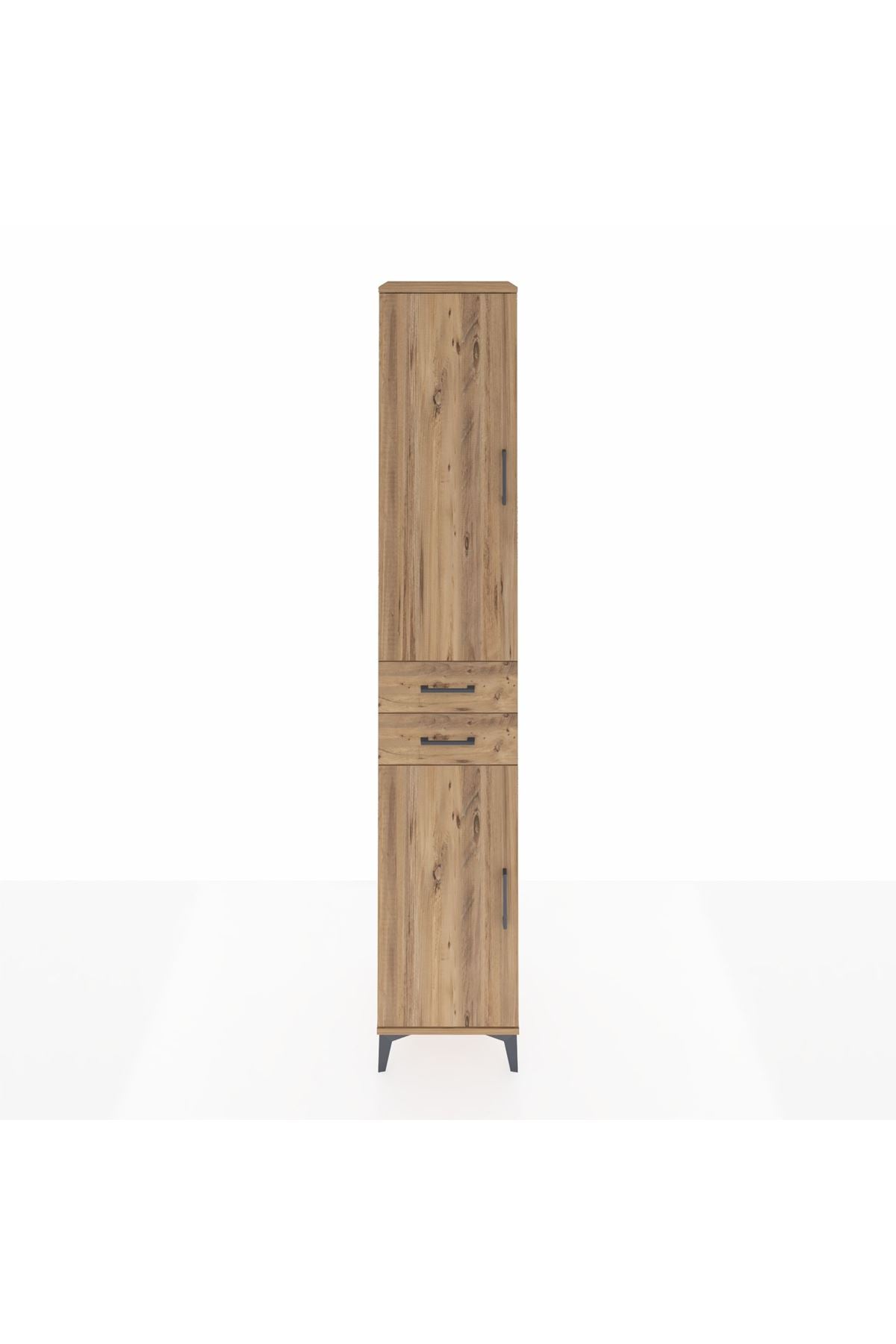 Hyperion Dolap 4 Raflı 2 Çekmeceli Tek Askılı 44x44x243 Çam-Çam