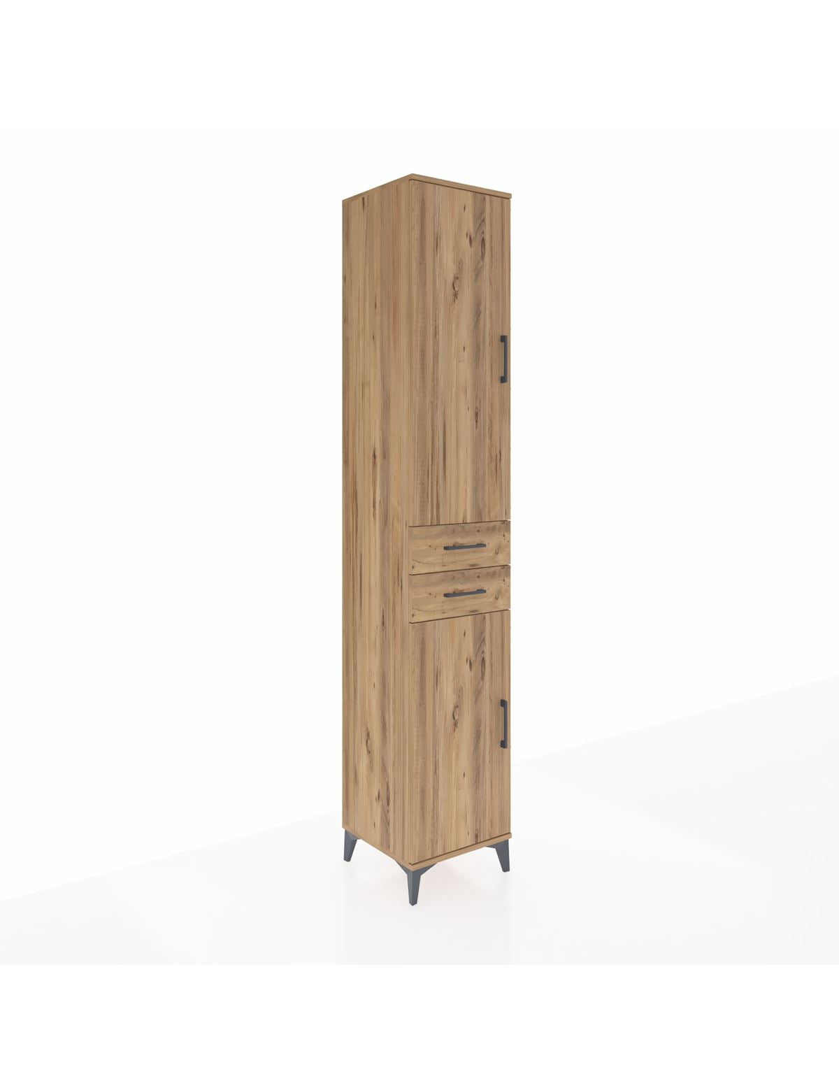 Hyperion Dolap 4 Raflı 2 Çekmeceli Tek Askılı 44x44x243 Çam-Çam