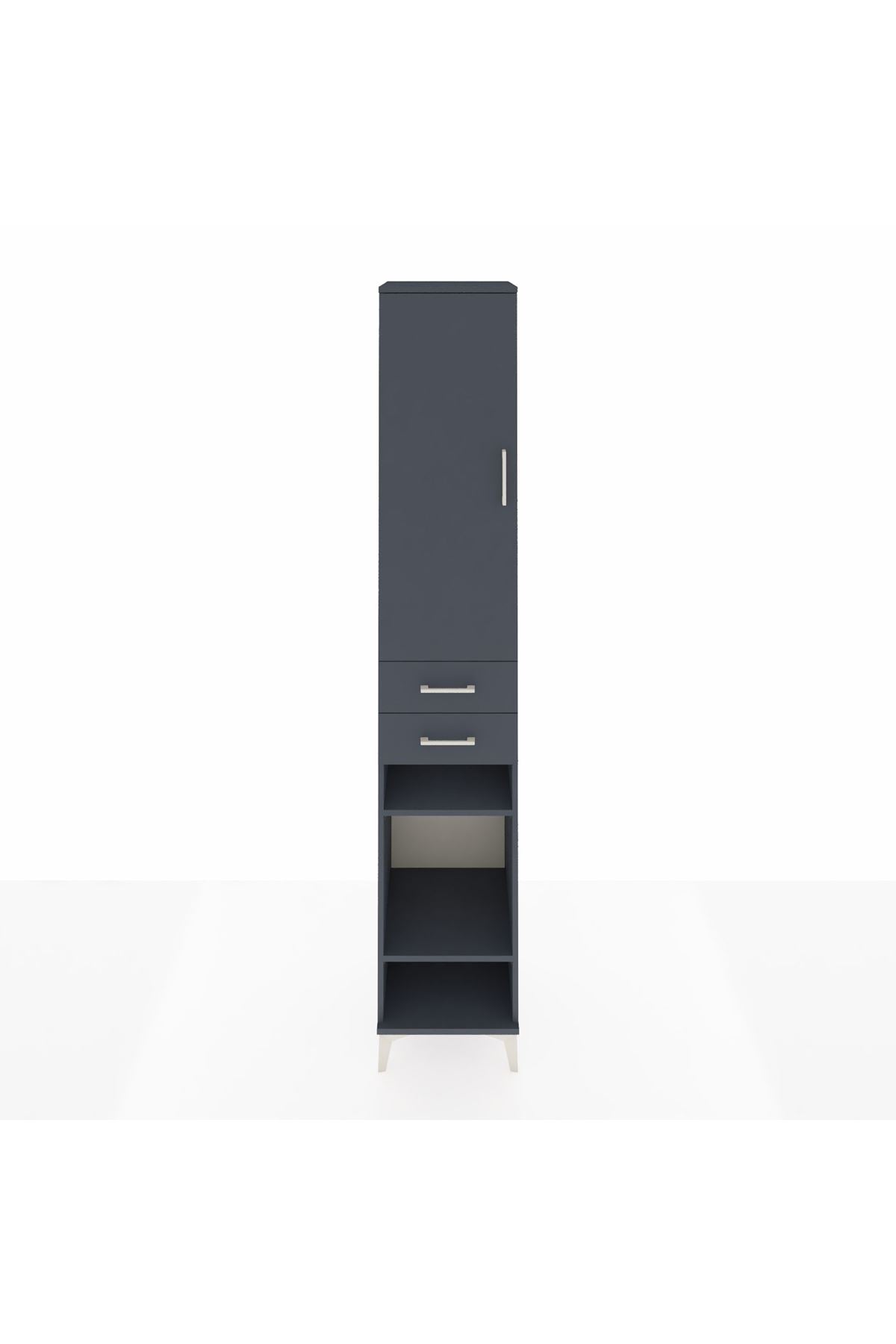 Hyperion Dolap 4 Raflı 2 Çekmeceli Tek Askılı 44x44x243 Antrasit-Antrasit