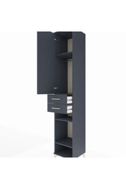 Hyperion Dolap 4 Raflı 2 Çekmeceli Tek Askılı 44x44x243 Antrasit-Antrasit