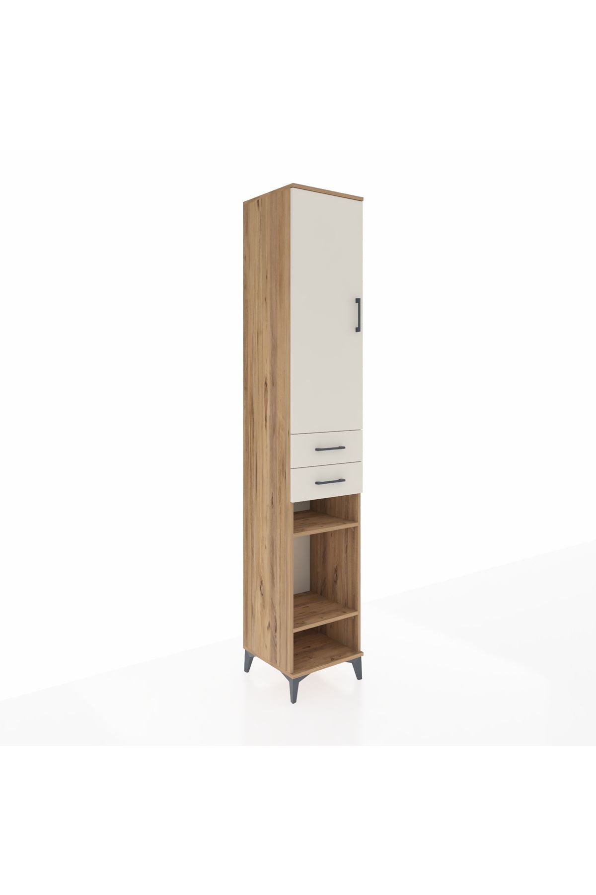 Hyperion Dolap 4 Raflı 2 Çekmeceli Tek Askılı 44x44x243 Çam-Aytaşı