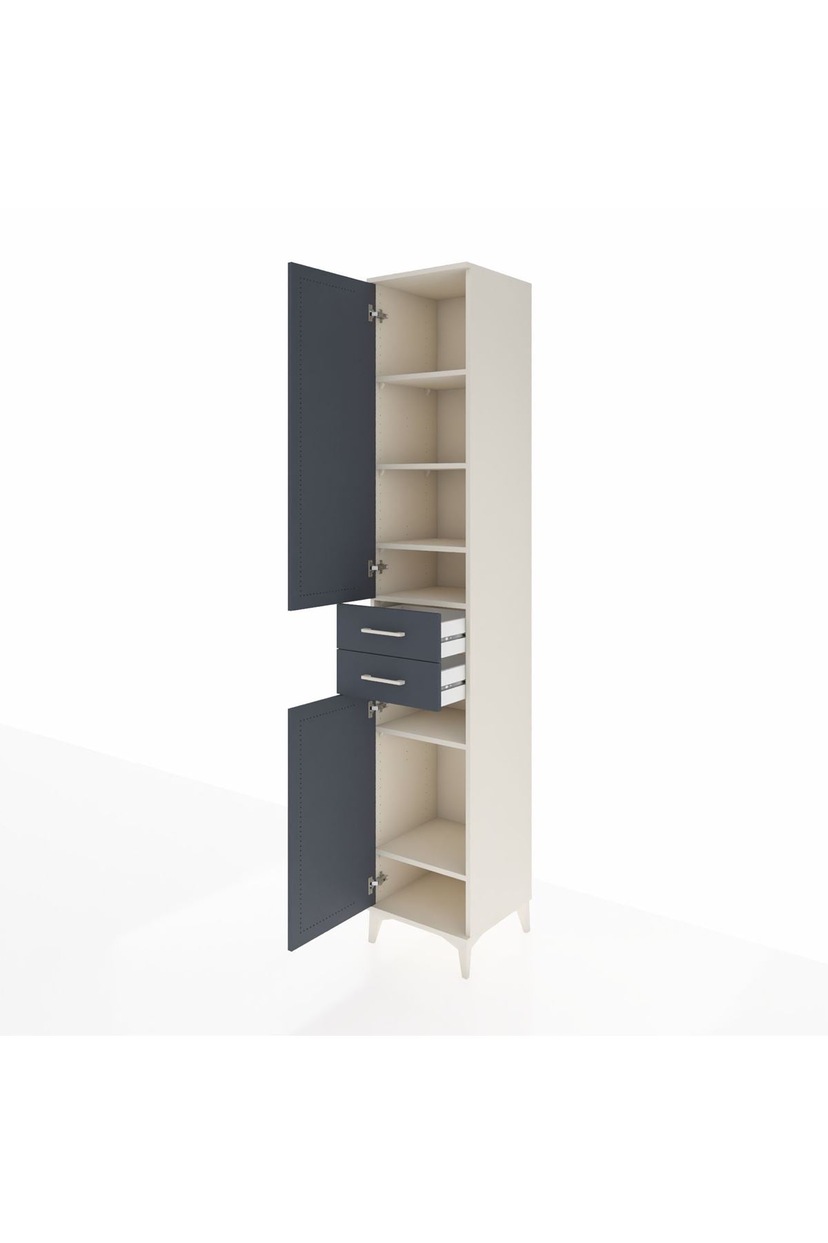 Hyperion Dolap 6 Raflı 2 Çekmeceli 2 Kapaklı 44x44x243 Aytaşı-Antrasit