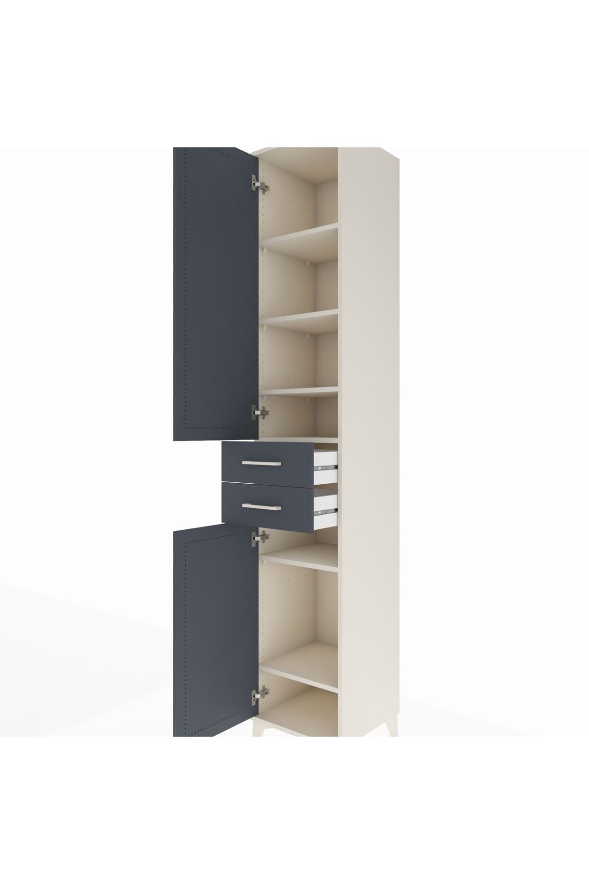 Hyperion Dolap 6 Raflı 2 Çekmeceli 2 Kapaklı 44x44x243 Aytaşı-Antrasit