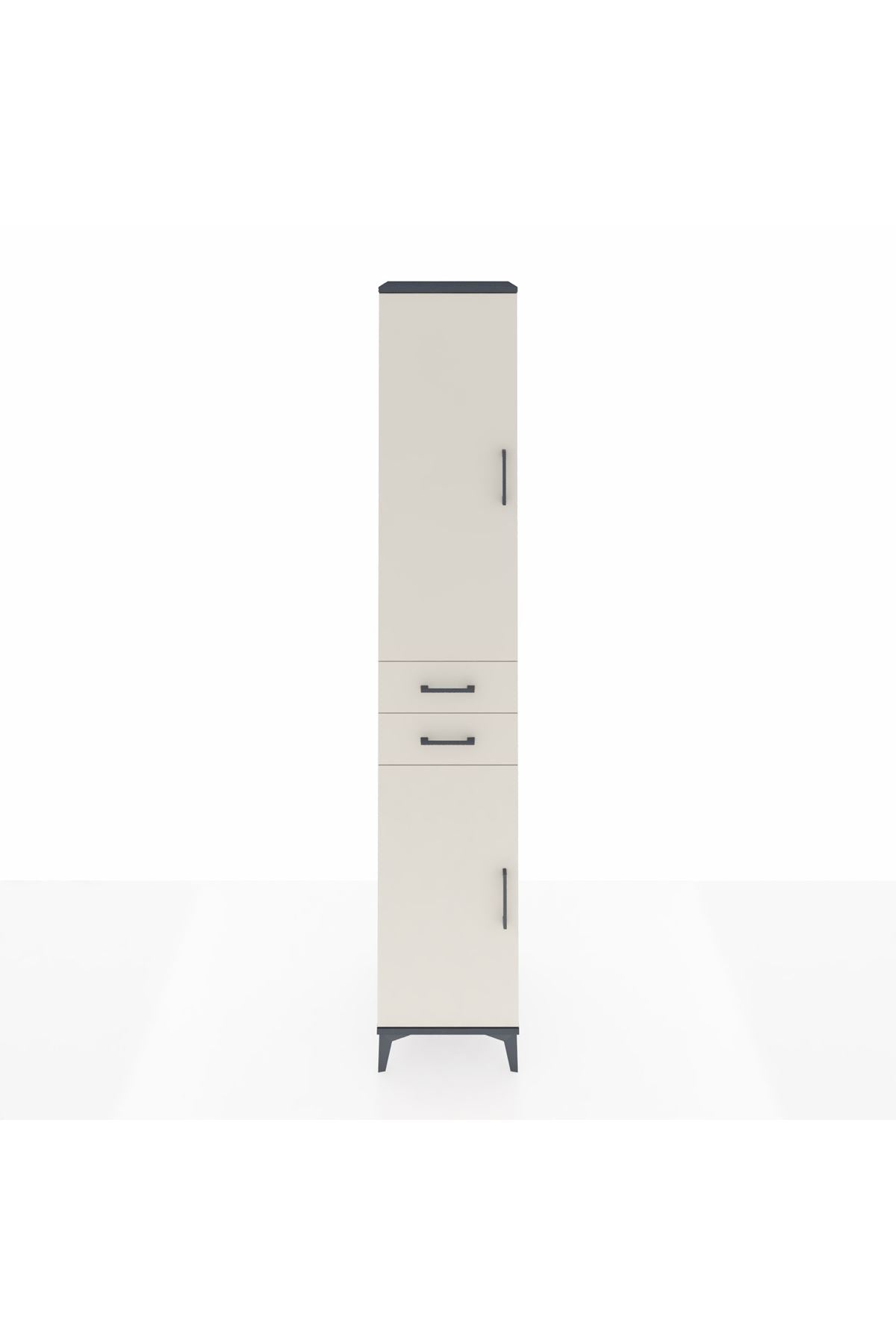 Hyperion Dolap 6 Raflı 2 Çekmeceli 2 Kapaklı 44x44x243 Antrasit-Aytaşı