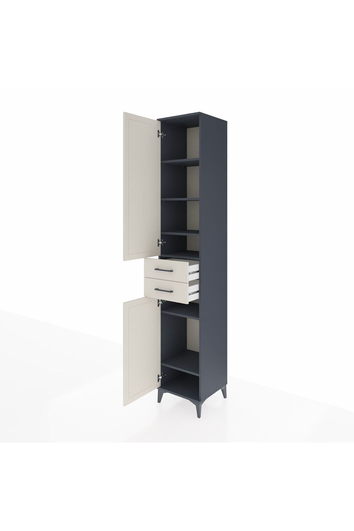 Hyperion Dolap 6 Raflı 2 Çekmeceli 2 Kapaklı 44x44x243 Antrasit-Aytaşı