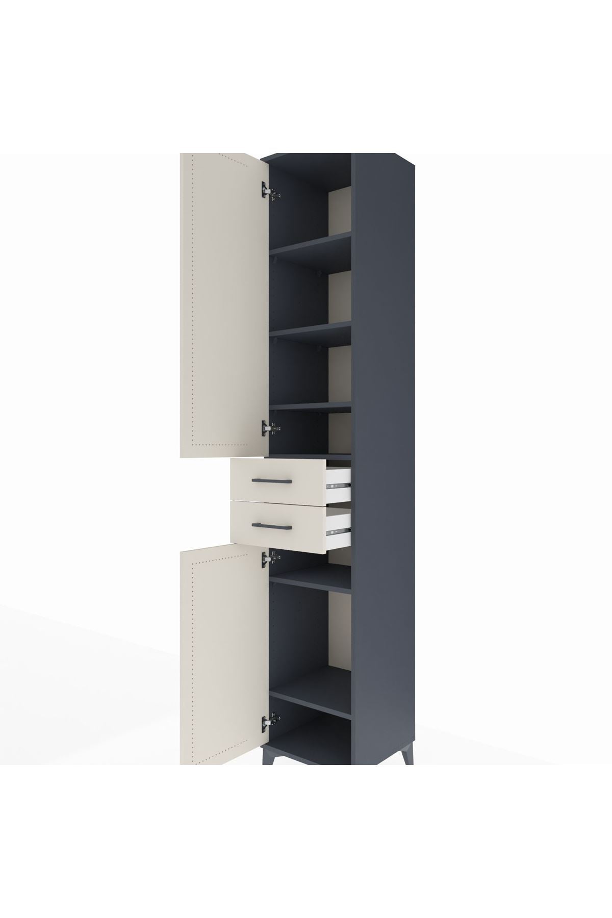 Hyperion Dolap 6 Raflı 2 Çekmeceli 2 Kapaklı 44x44x243 Antrasit-Aytaşı