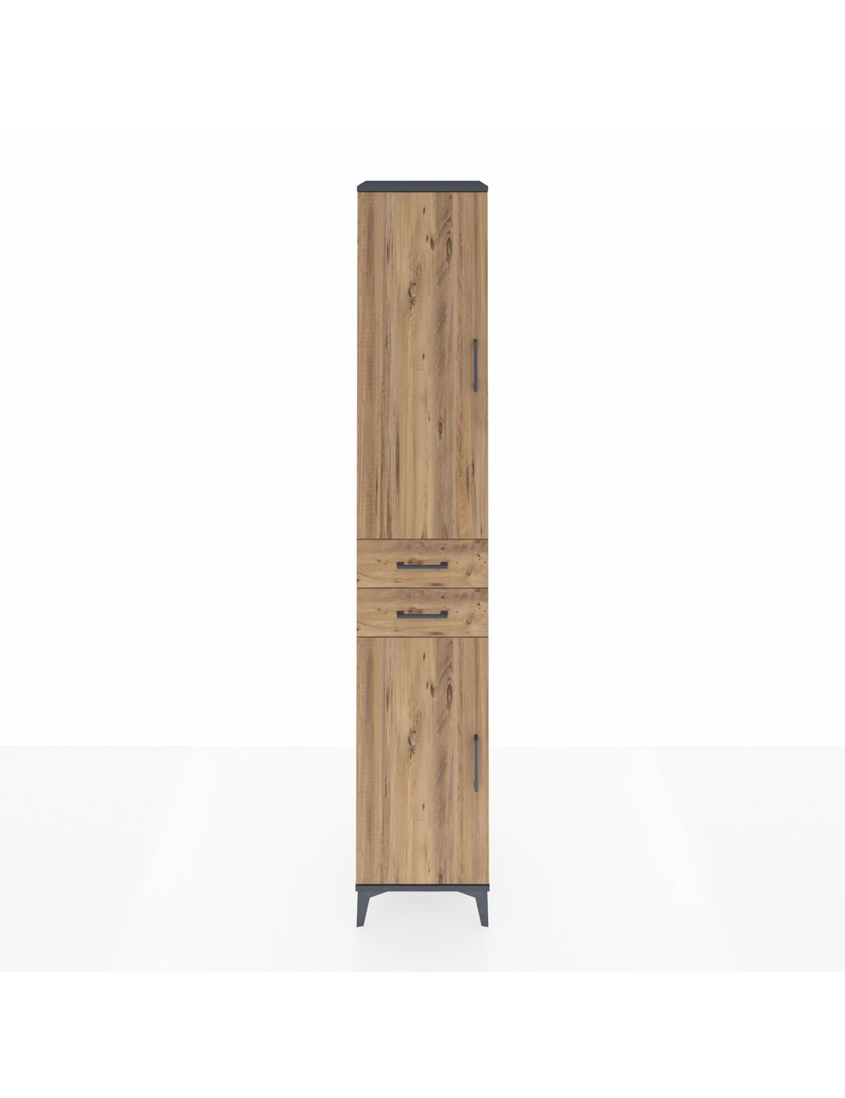 Hyperion Dolap 6 Raflı 2 Çekmeceli 2 Kapaklı 44x44x243 Antrasit-Çam