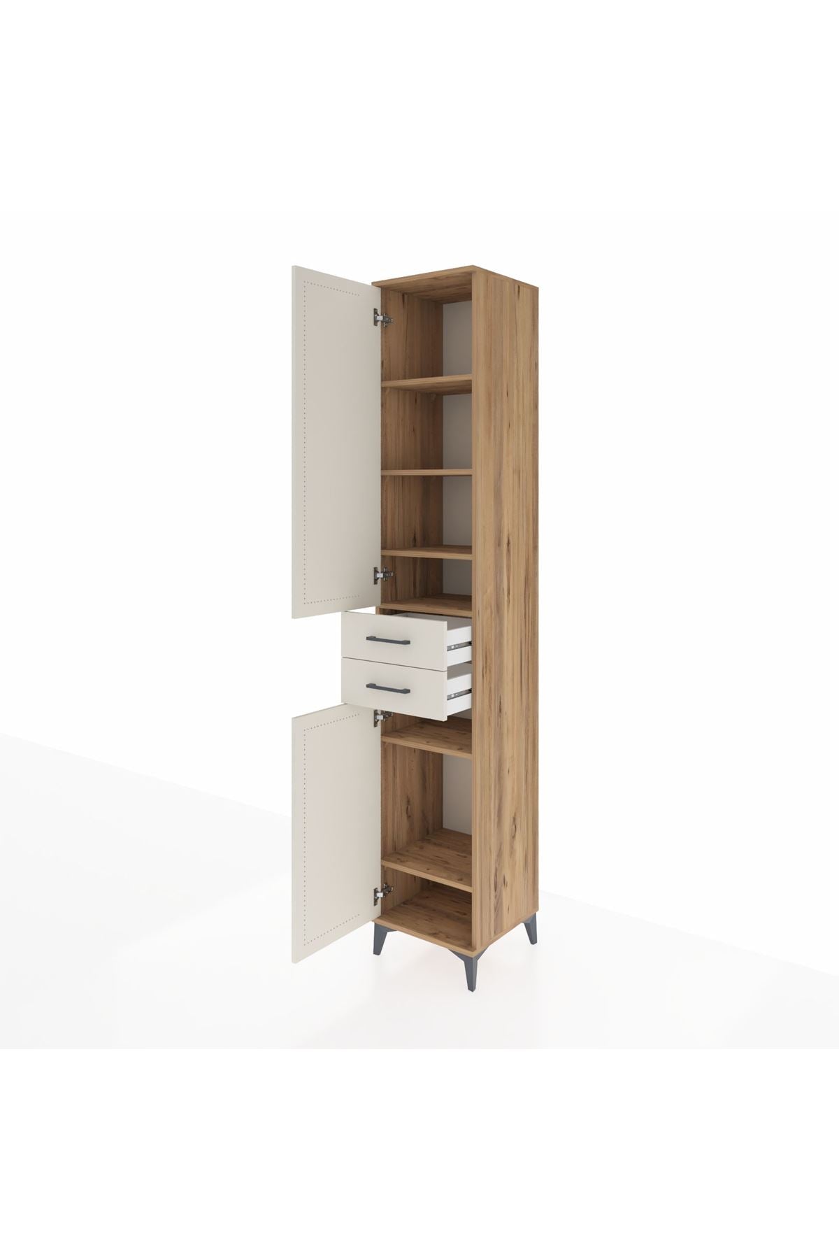 Hyperion Dolap 6 Raflı 2 Çekmeceli 2 Kapaklı 44x44x243 Çam-Aytaşı