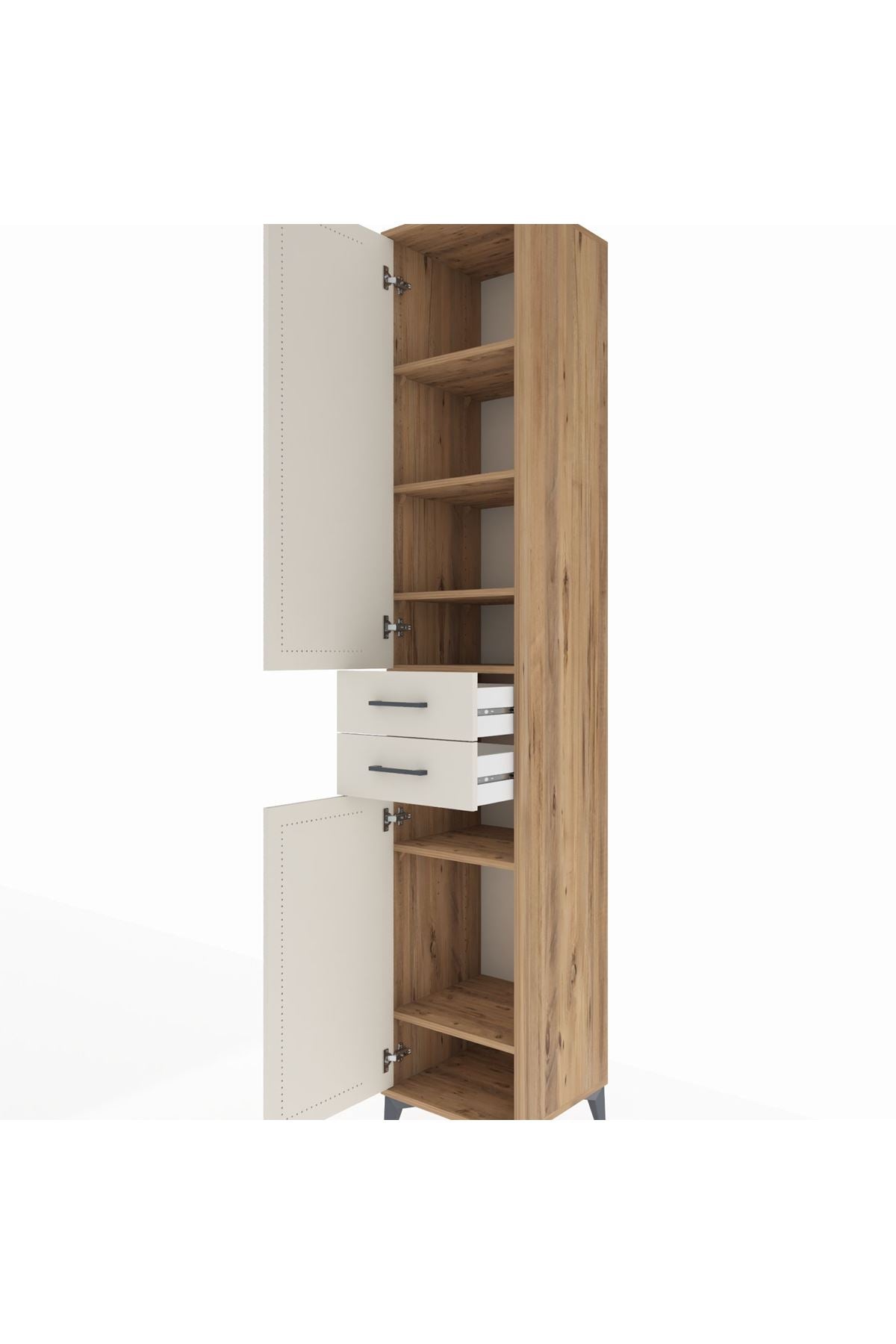 Hyperion Dolap 6 Raflı 2 Çekmeceli 2 Kapaklı 44x44x243 Çam-Aytaşı