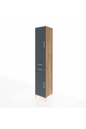 Hyperion Dolap 6 Raflı 2 Çekmeceli 2 Kapaklı 44x44x243 Çam-Antrasit