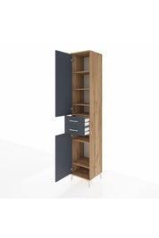 Hyperion Dolap 6 Raflı 2 Çekmeceli 2 Kapaklı 44x44x243 Çam-Antrasit