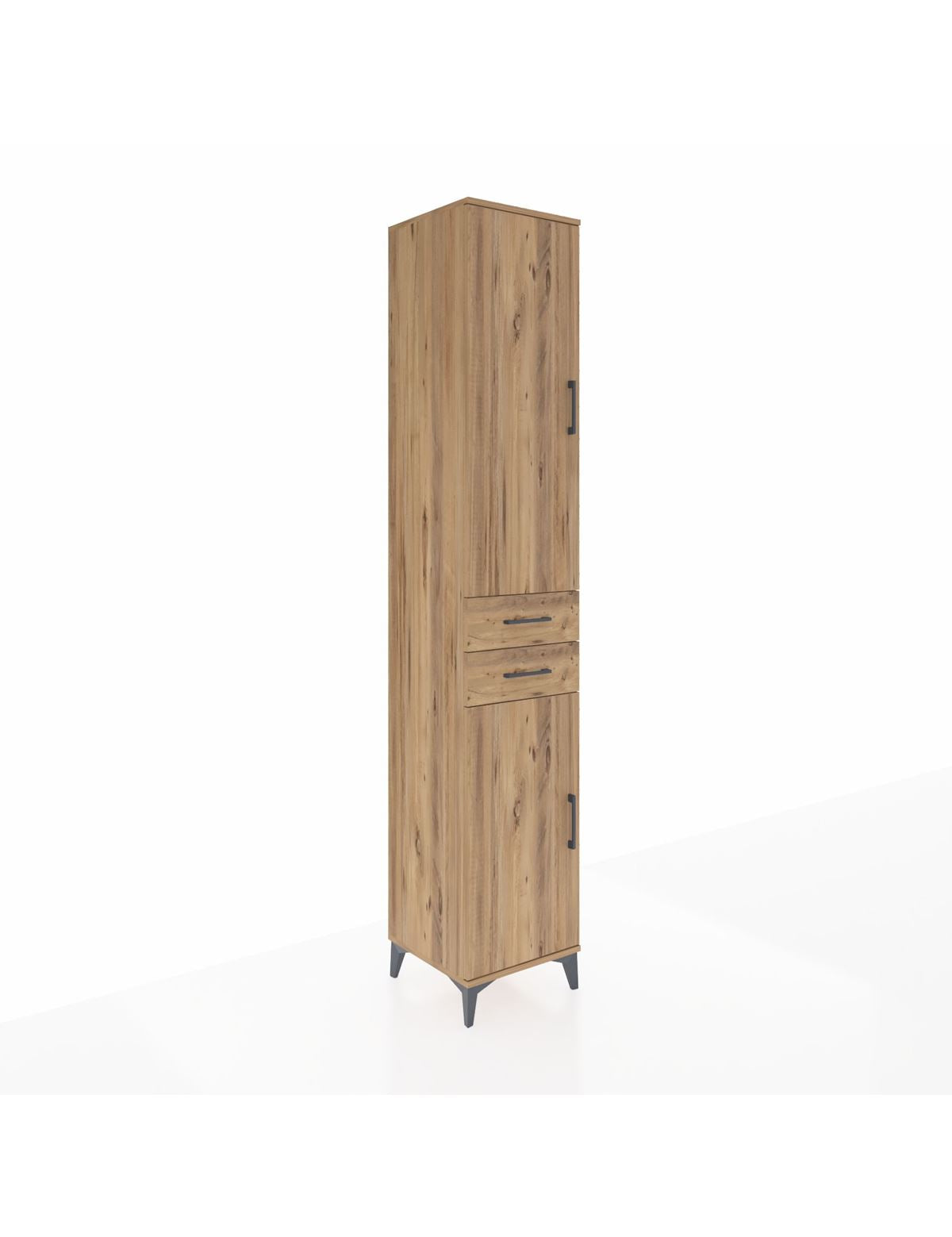 Hyperion Dolap 6 Raflı 2 Çekmeceli 2 Kapaklı 44x44x243 Çam-Çam