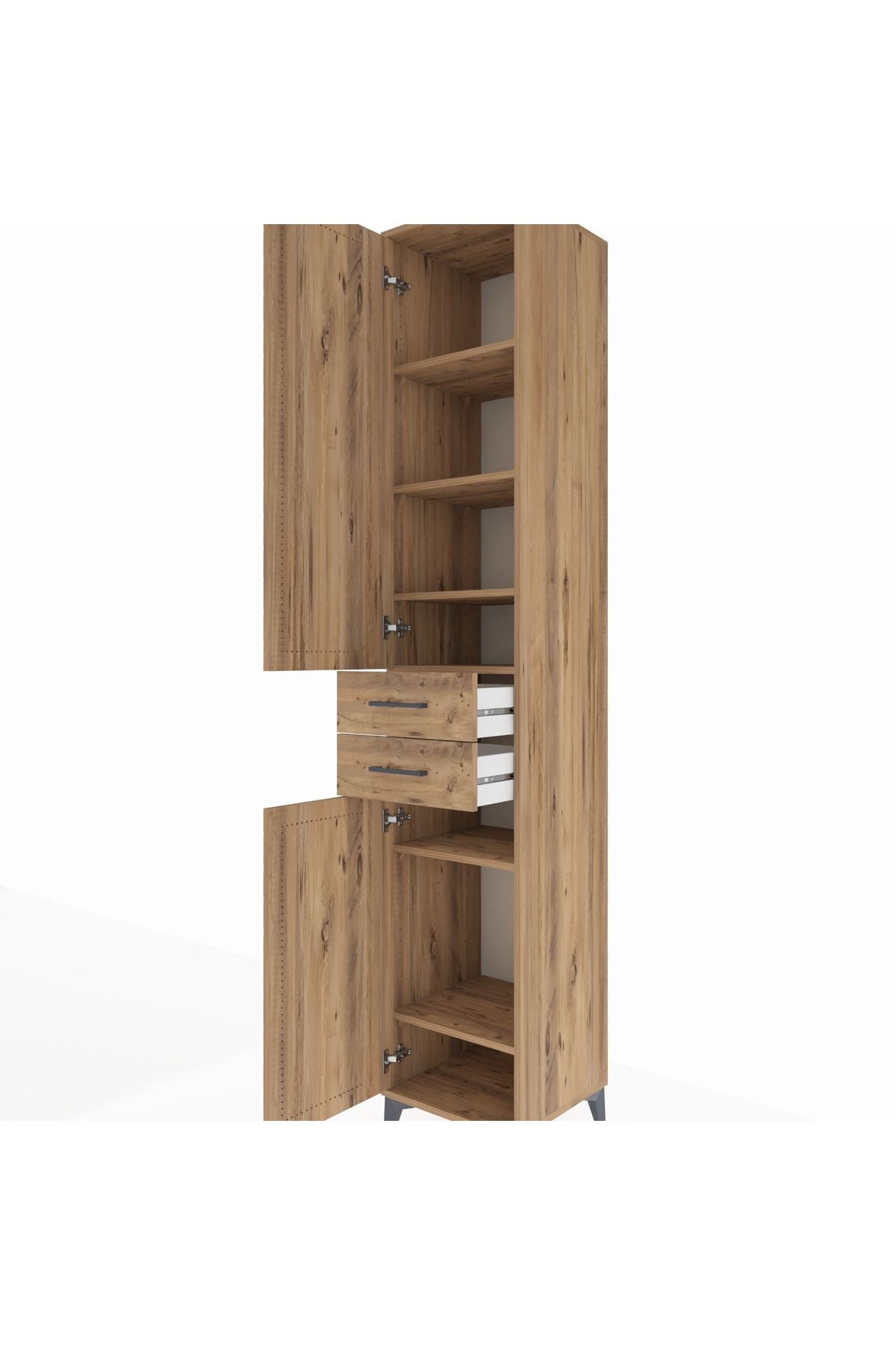 Hyperion Dolap 6 Raflı 2 Çekmeceli 2 Kapaklı 44x44x243 Çam-Çam