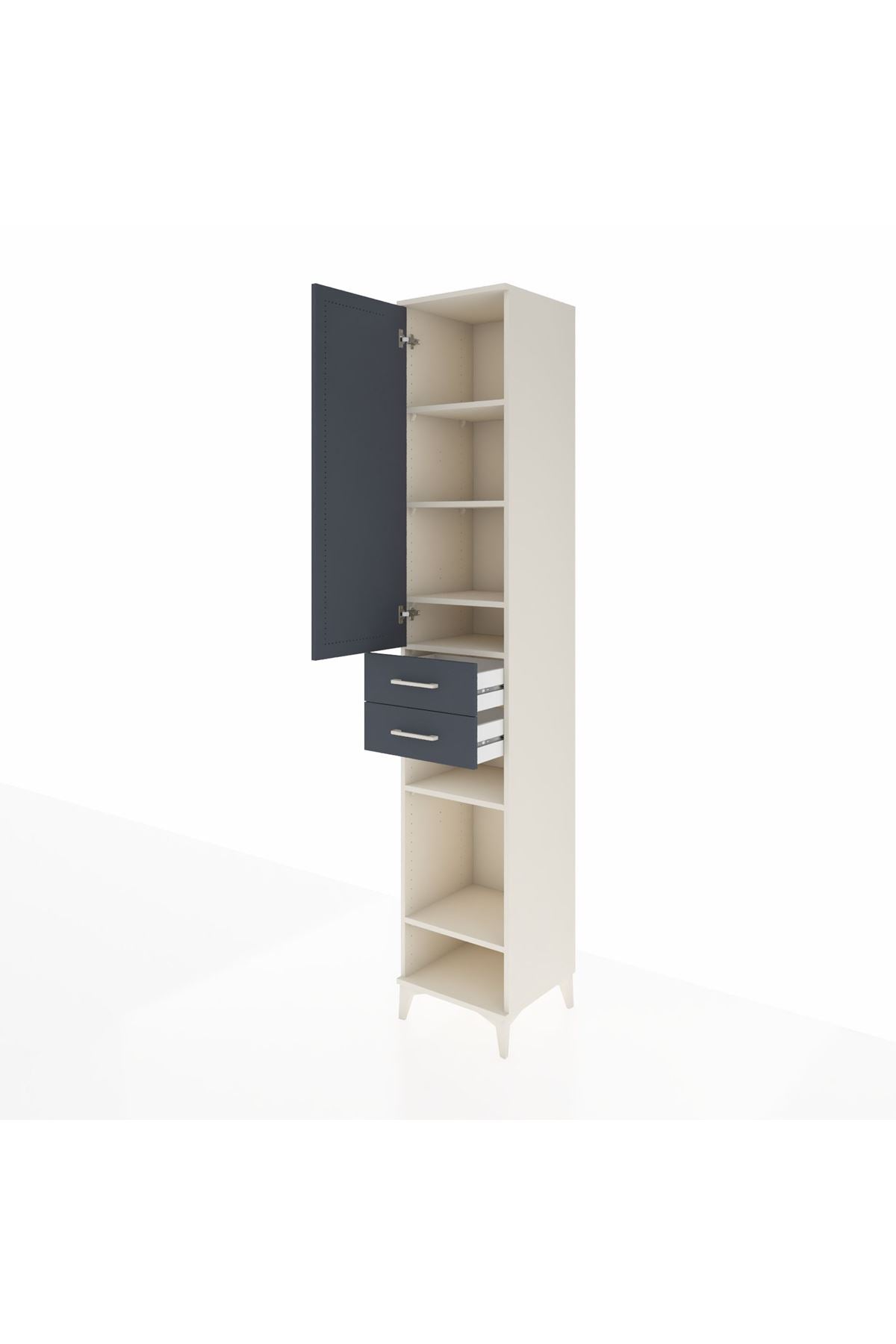 Hyperion Dolap 6 Raflı 2 Çekmeceli Tek Kapaklı 44x44x243 Aytaşı-Antrasit