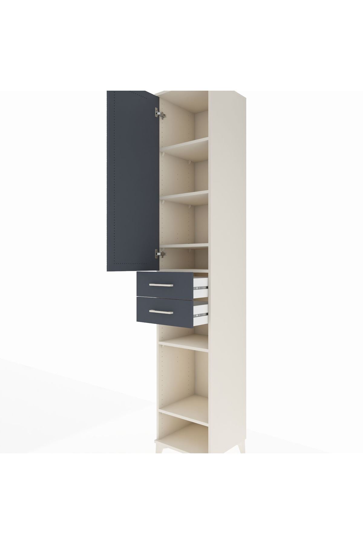 Hyperion Dolap 6 Raflı 2 Çekmeceli Tek Kapaklı 44x44x243 Aytaşı-Antrasit