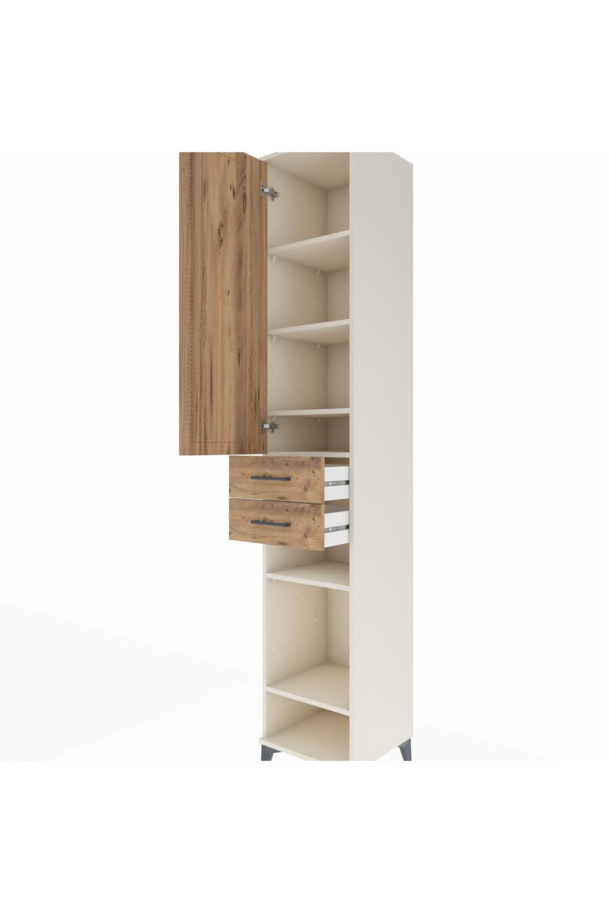 Hyperion Dolap 6 Raflı 2 Çekmeceli Tek Kapaklı 44x44x243 Aytaşı-Çam