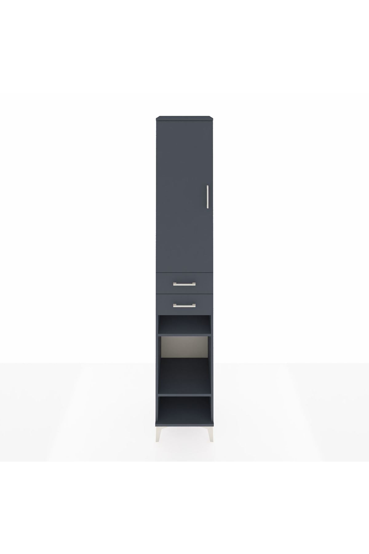 Hyperion Dolap 6 Raflı 2 Çekmeceli Tek Kapaklı 44x44x243 Antrasit-Antrasit