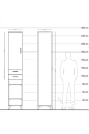 Hyperion Dolap 6 Raflı 2 Çekmeceli Tek Kapaklı 44x44x243 Çam-Aytaşı