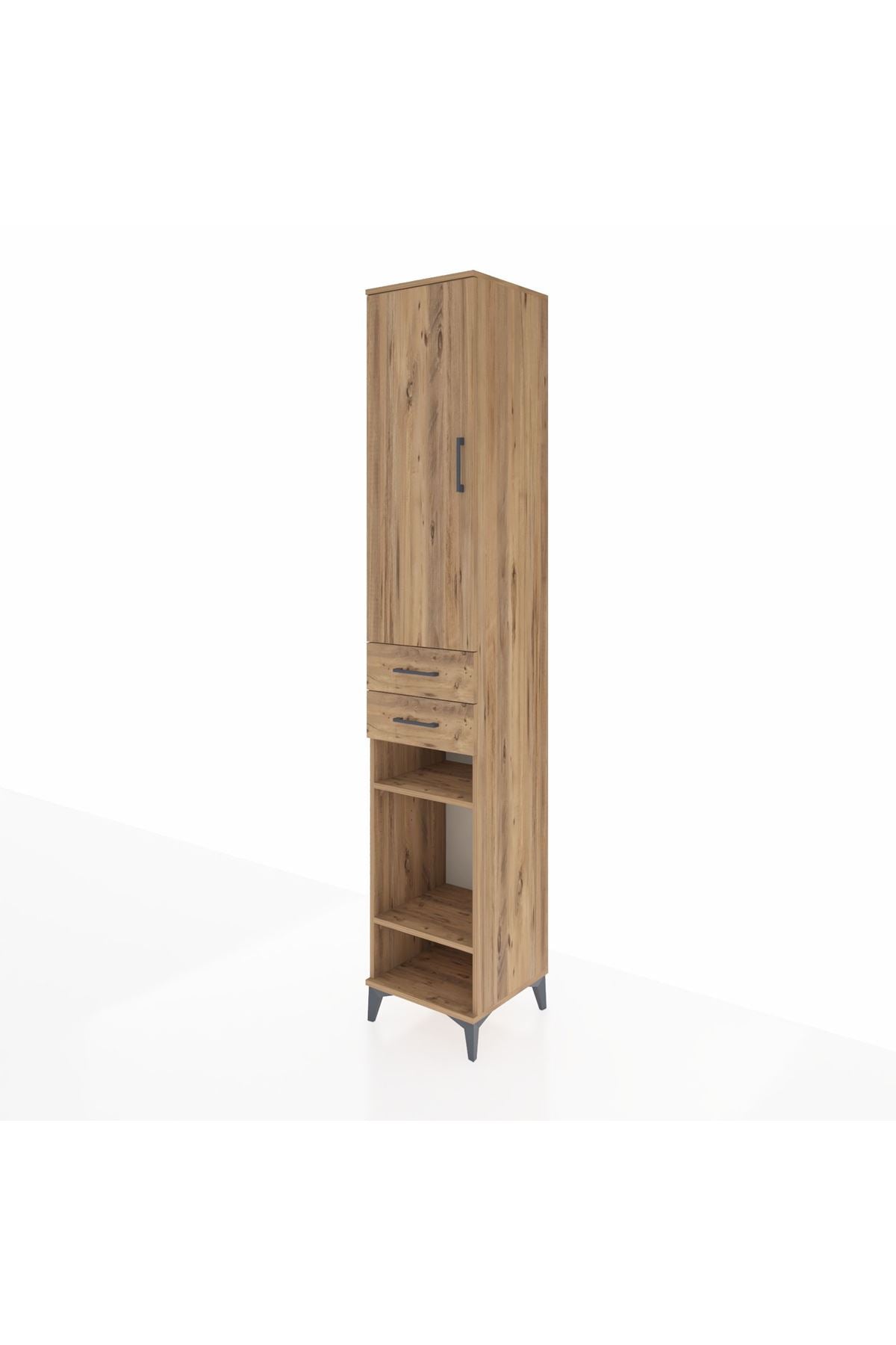 Hyperion Dolap 6 Raflı 2 Çekmeceli Tek Kapaklı 44x44x243 Çam-Çam