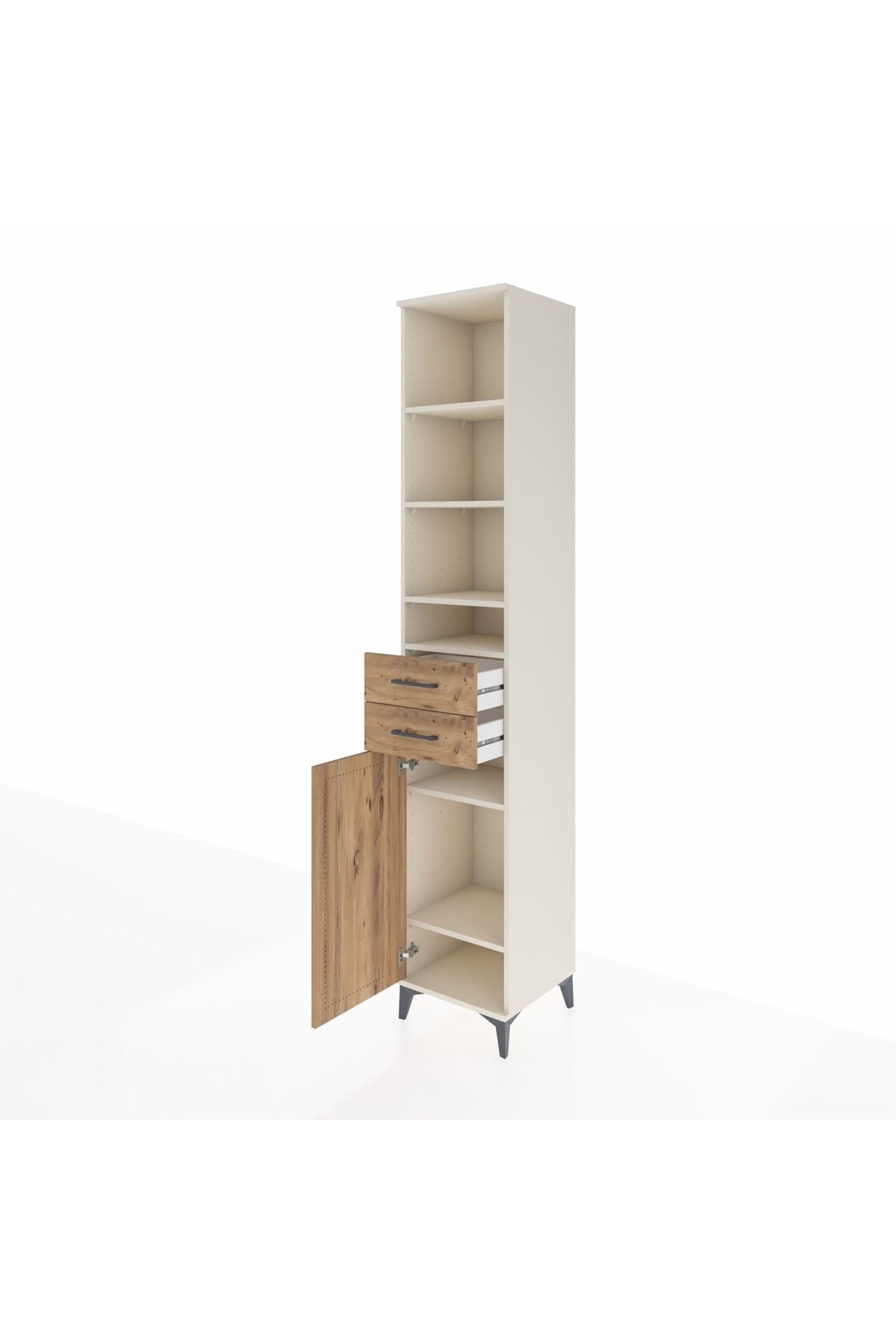 Hyperion Dolap 6 Raflı 2 Çekmeceli Tek Kapaklı 44x44x243 Aytaşı-Çam