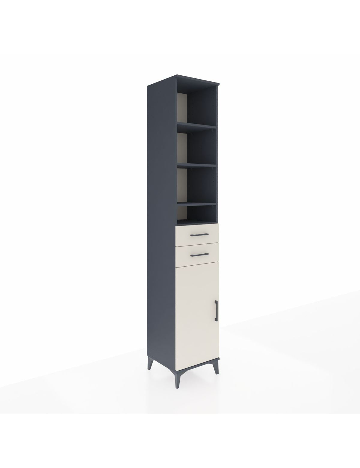 Hyperion Dolap 6 Raflı 2 Çekmeceli Tek Kapaklı 44x44x243 Antrasit-Aytaşı